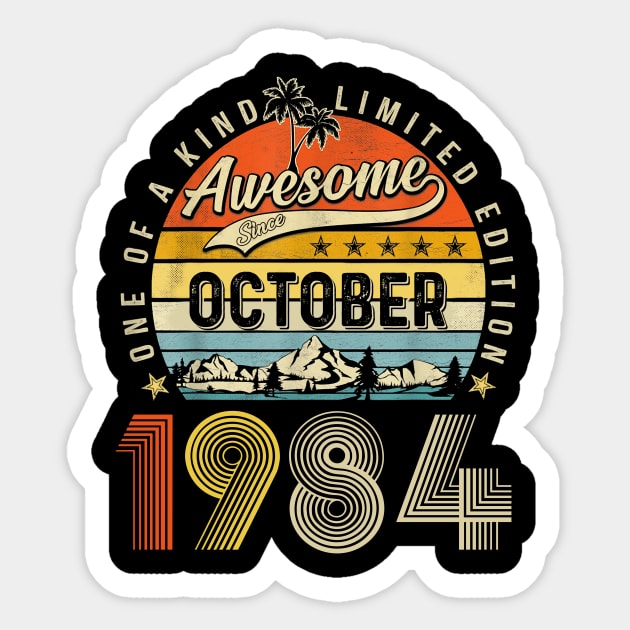 Awesome Since October 1984 Vintage 39th Birthday Sticker by Brodrick Arlette Store